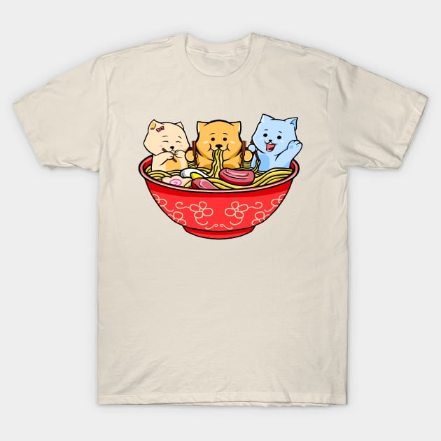 Ramen noodles and cats T-Shirt by Illustrasikuu